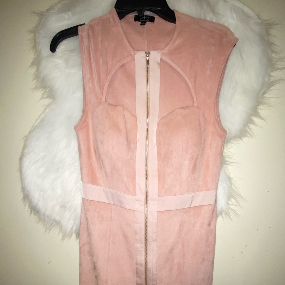 Pink zipper tight dress size L